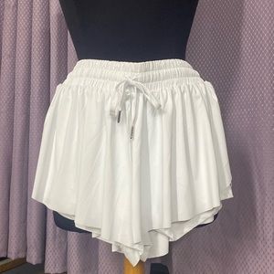 White Flowy Athletic Shorts